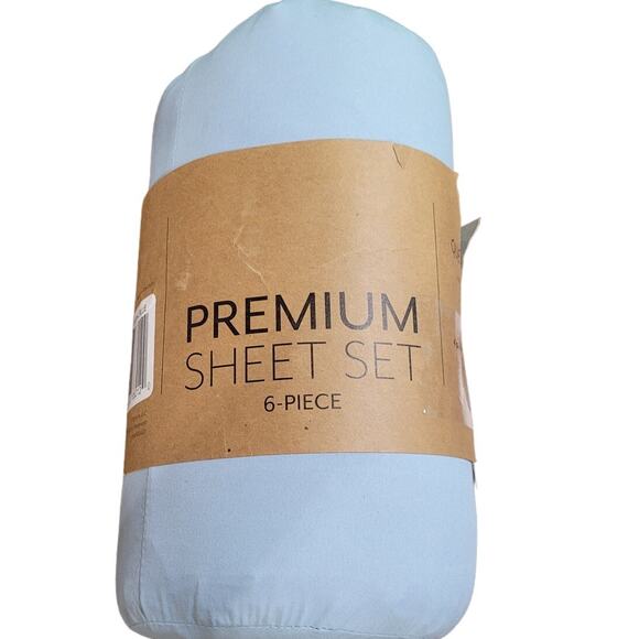 Casual Comfort Ultra Soft 6 Piece Solid Light Blue Microfiber Queen Sheet Set - Picture 3 of 5